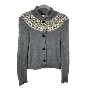 Vintage J. Crew Wool Nordic Cardigan Wood Toggle Button Size XS *Flawed*